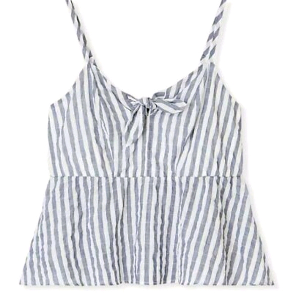 torrid Tops - Torrid White Striped Cotton Blend Minimal Classic Peplum Front Tie Cami / Top 1X